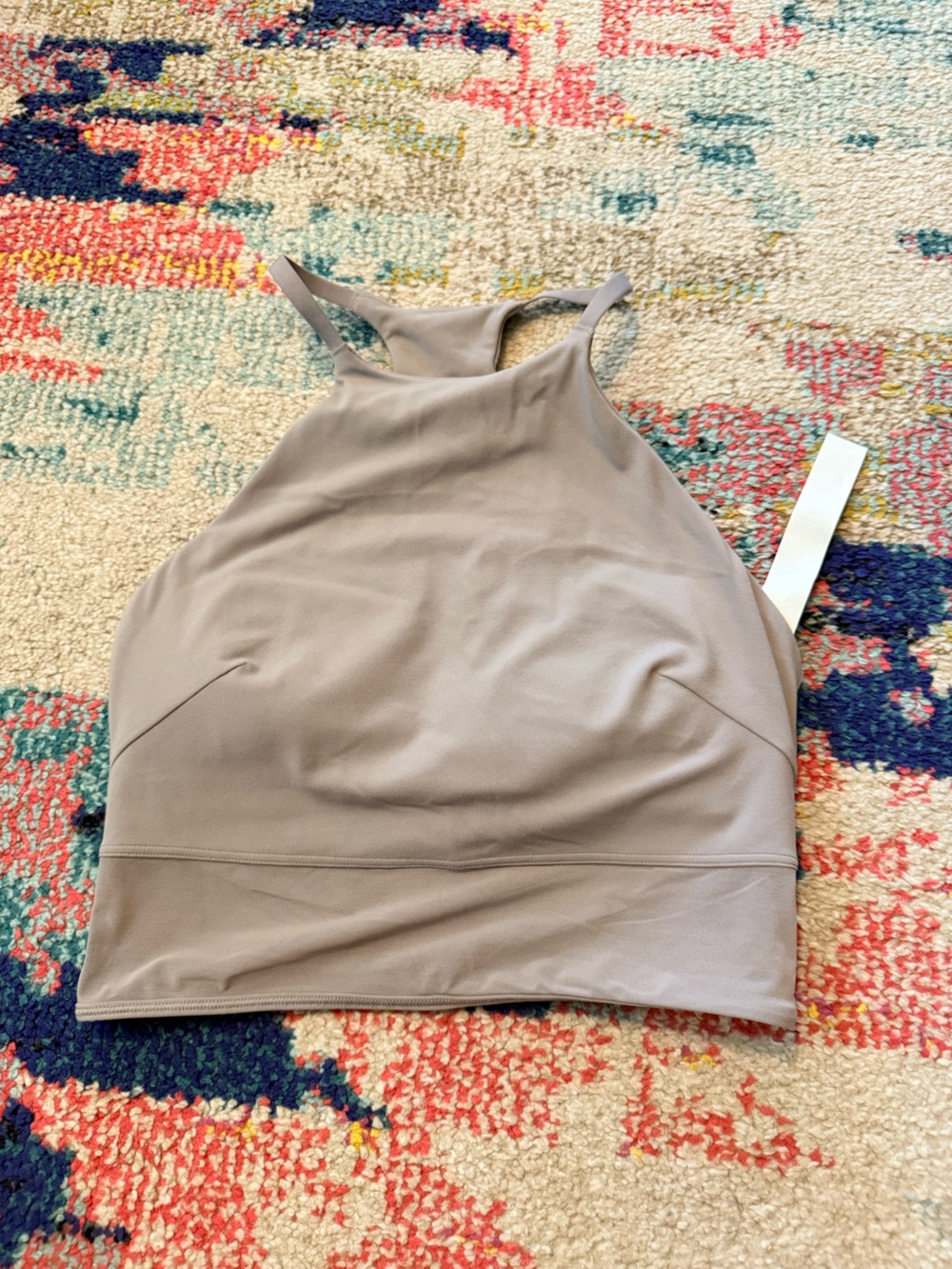Lululemon High Neck Workout Top in Taupe